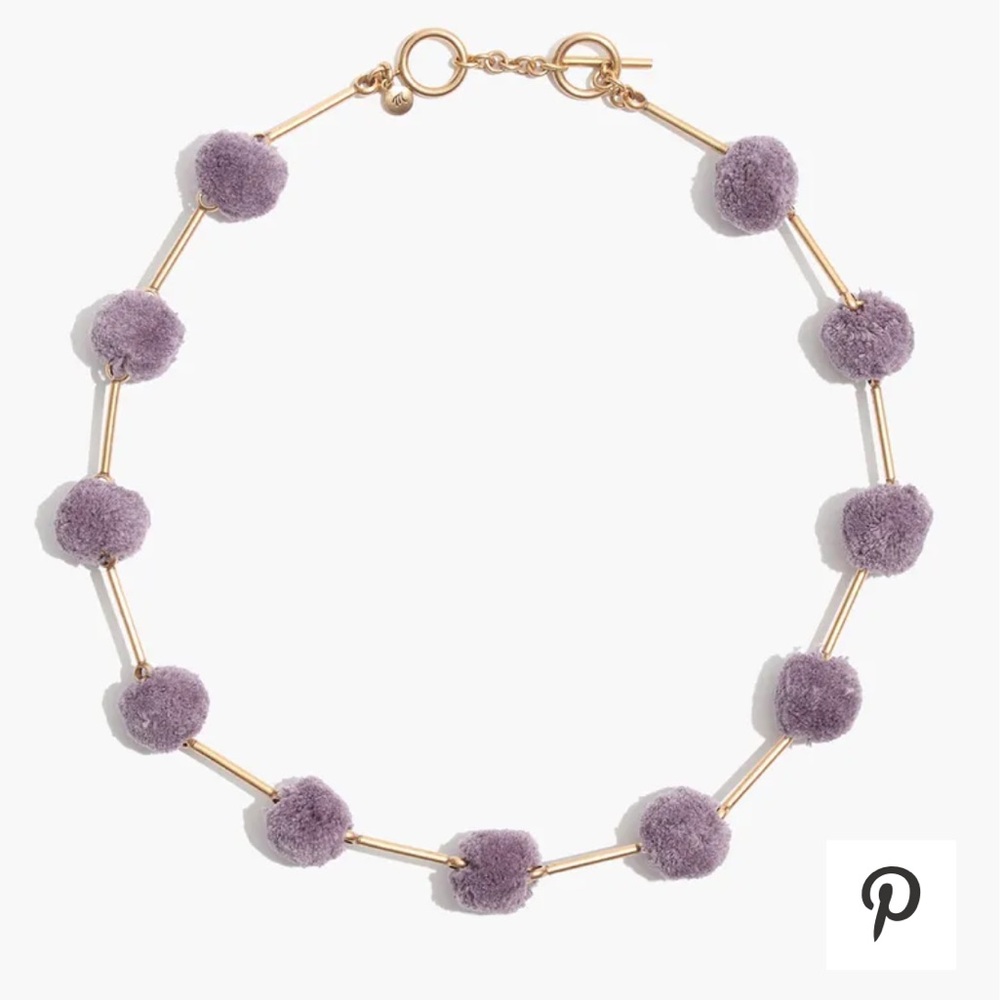 Madewell Gold and Purple Pom Pom Necklace